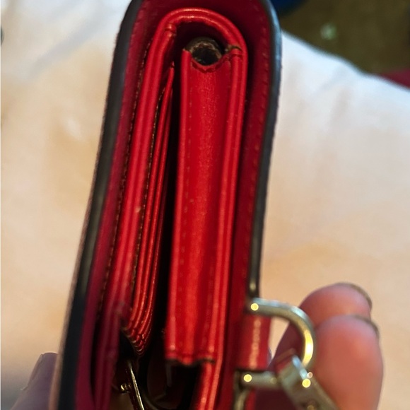 Like New Michael Kors Jet Set Double Zip pebble Leather Wristlet in Red Chili - Picture 5 of 11